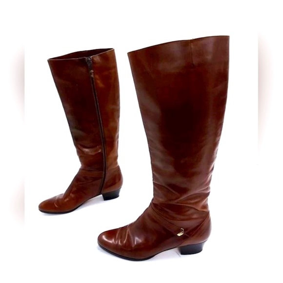 Salvatore Ferragamo Saks Fifth Ave Leather Riding Boots Sz 6.5 w/COA